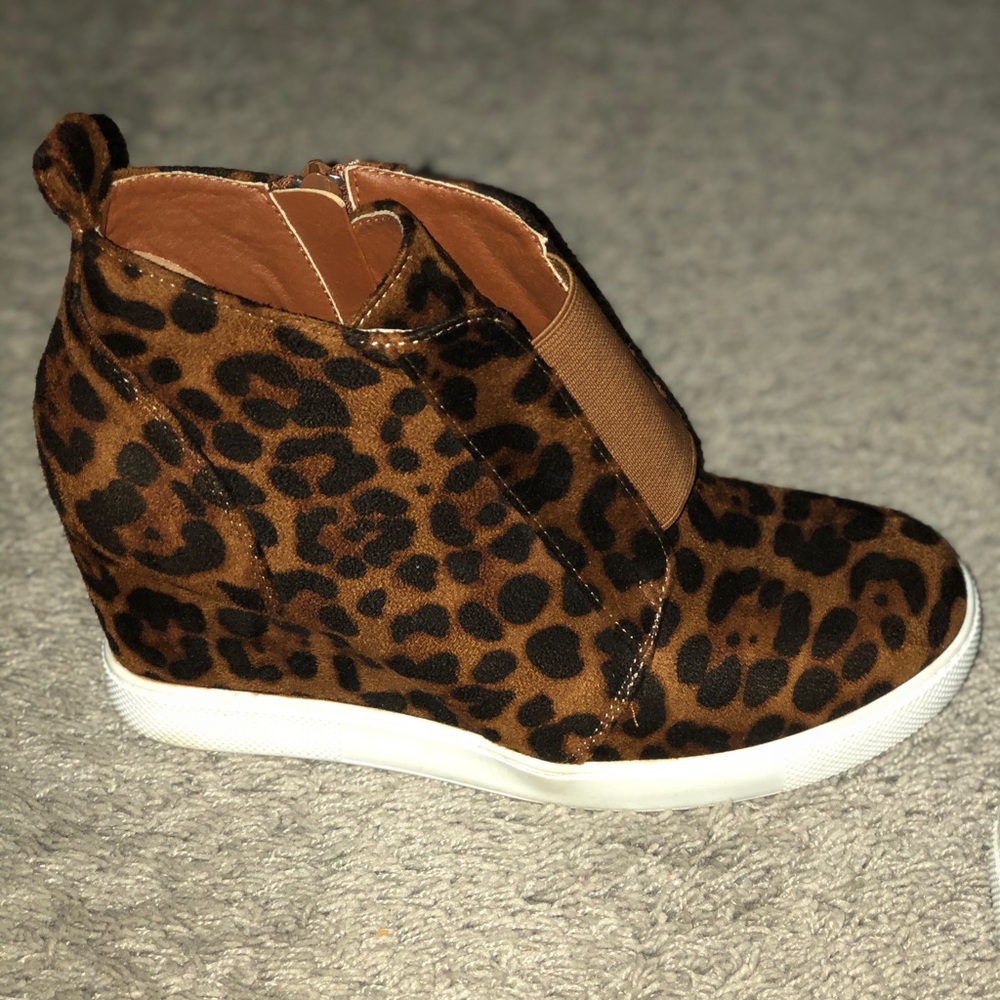 Cheetah print wedge sneakers